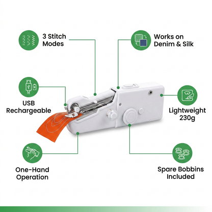 QuickStitch Mini Sewing Machine – Portable Electric Stitching Machine for Easy Repairs